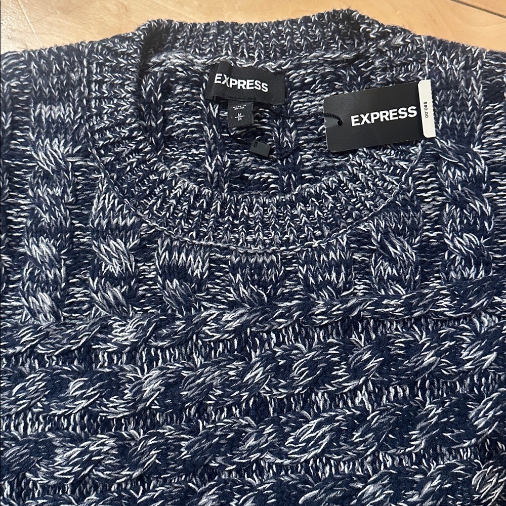 Express Navy Marled Crewneck Sweater
